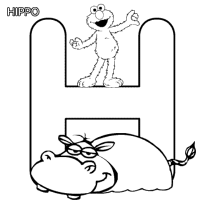 A coloring page of sesame street